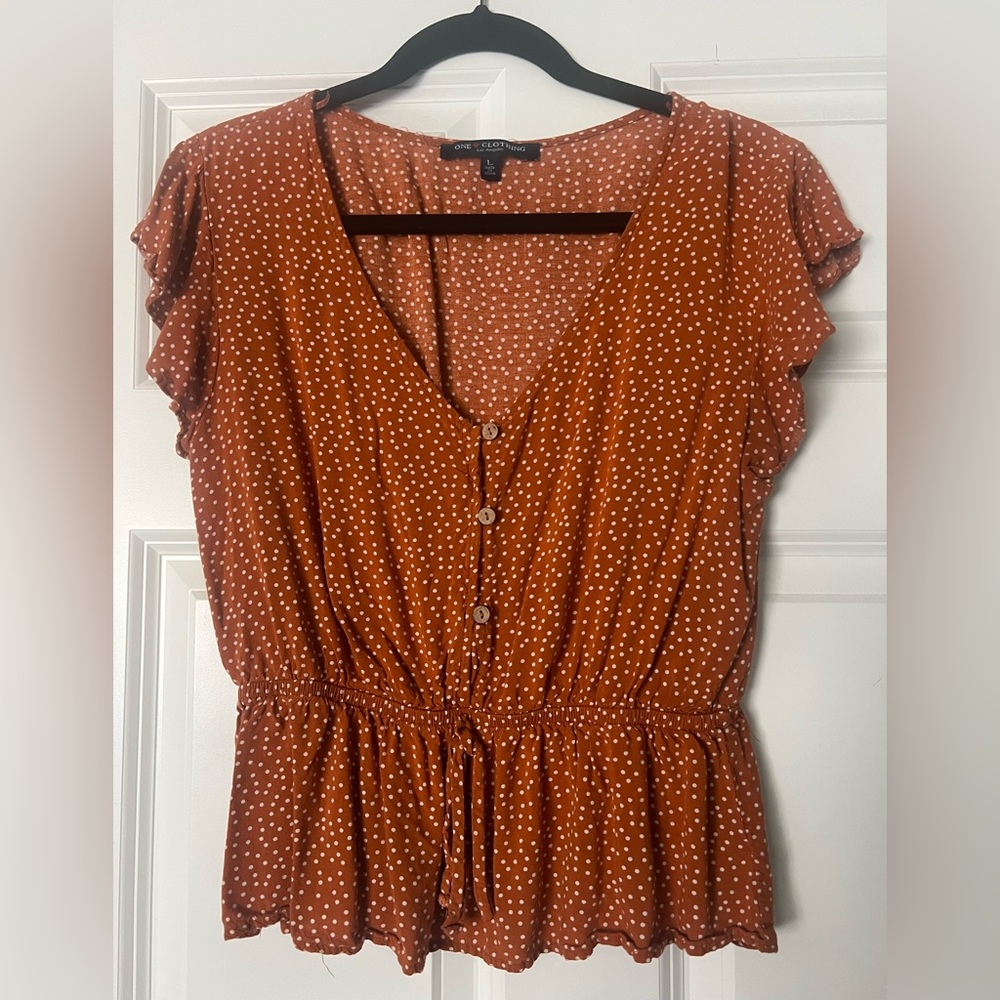 Orange and White Polka Dot Top